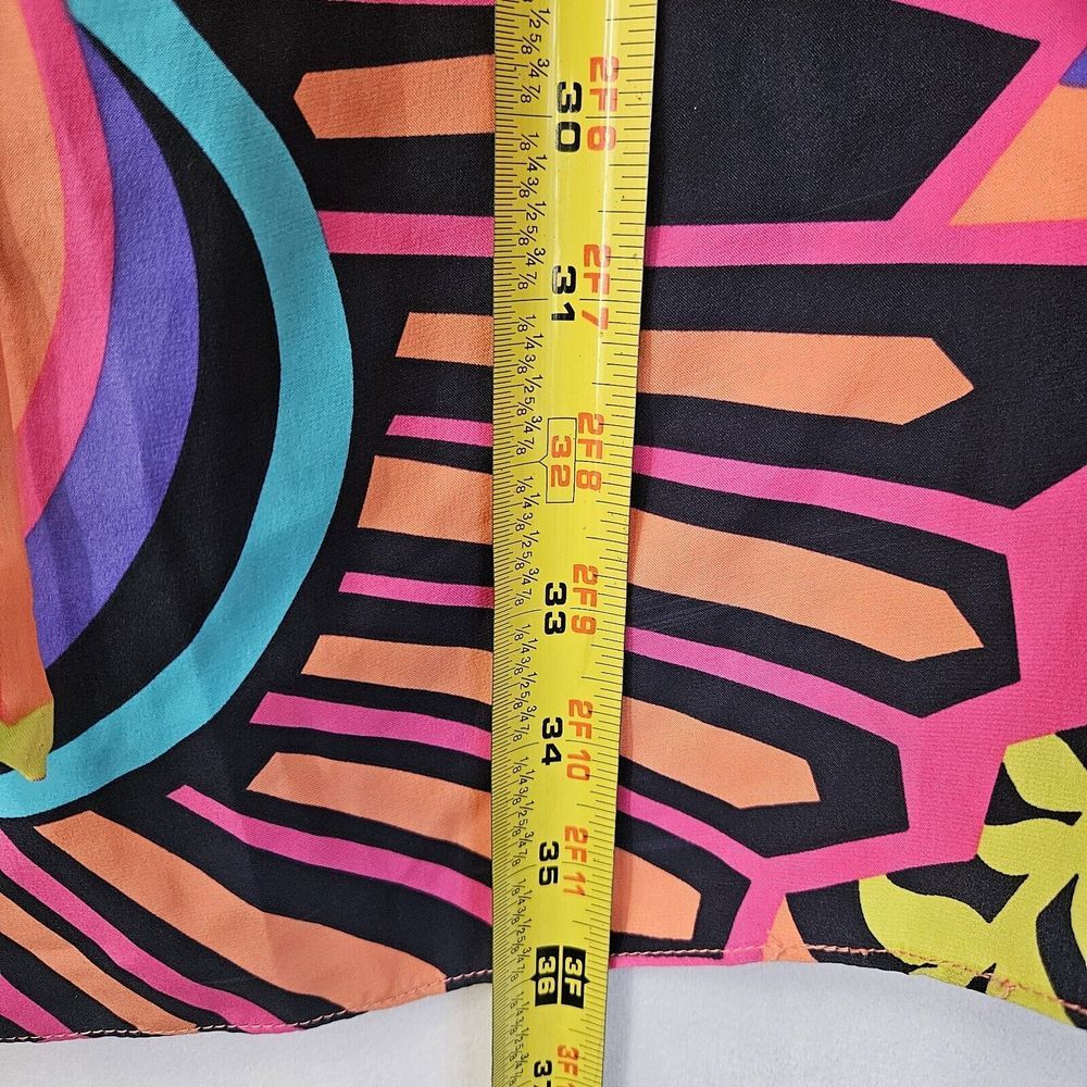 Alice Trixie Dress S 100% Silk Multicolor Abstract Tie Waist Mini‎ Boho Coastal - Picture 7 of 13